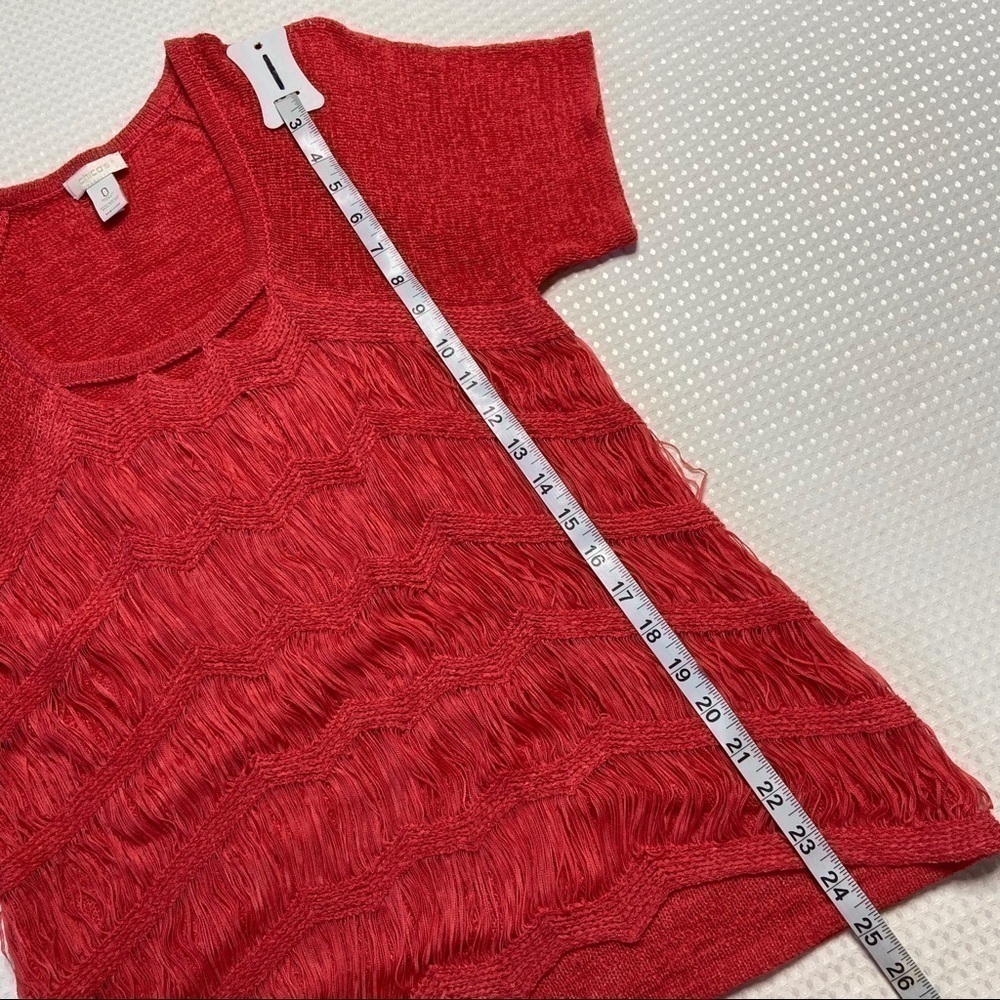CHICO'S Coral Fringe Detail Top Size 0 - Picture 4 of 6